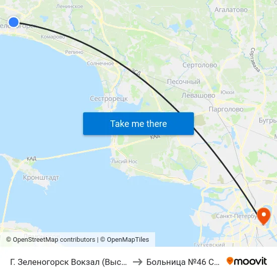 Г. Зеленогорск Вокзал (Высадки И Посадки Нет) to Больница №46 Святой Евгении map