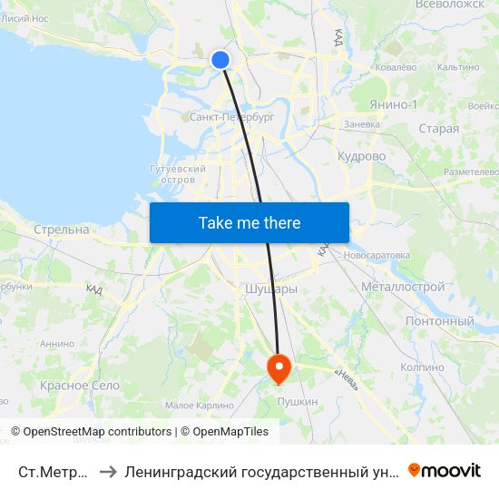 Ст.Метро Чёрная Речка to Ленинградский государственный университет имени Александра Сергеевича Пушкина map