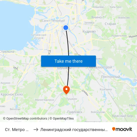 Ст. Метро Площадь Ал. Невского to Ленинградский государственный университет имени Александра Сергеевича Пушкина map