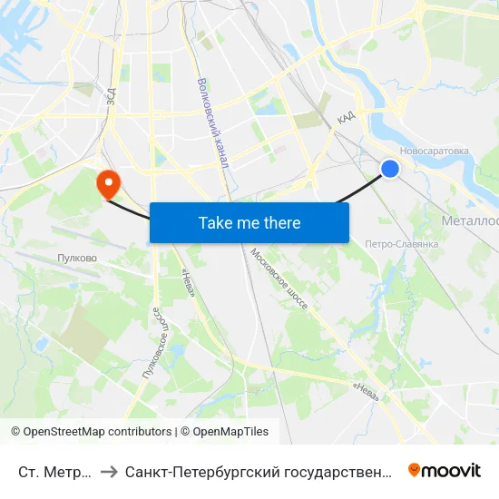 Ст. Метро Рыбацкое to Санкт-Петербургский государственный университет гражданской авиации map