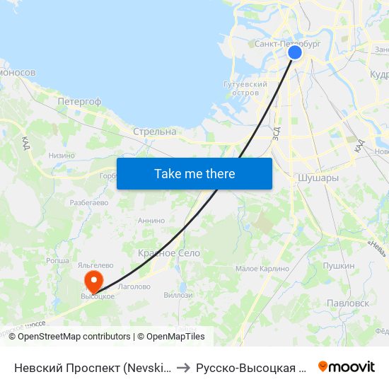 Невский Проспект (Nevskiy Prospekt) to Русско-Высоцкая больница map