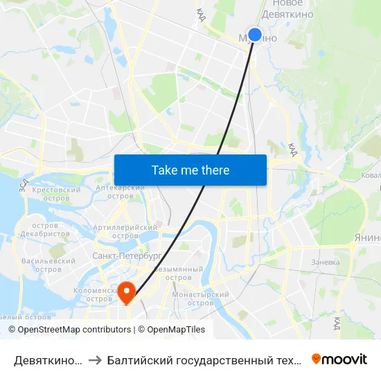 Девяткино (Devyatkino) to Балтийский государственный технический университет «Военмех» map