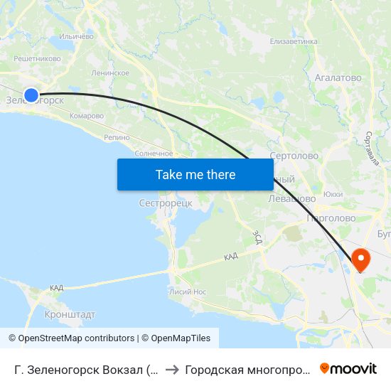 Г. Зеленогорск Вокзал (Высадки И Посадки Нет) to Городская многопрофильная больница №2 map