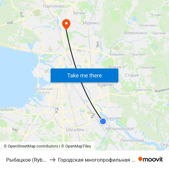 Рыбацкое (Rybatskoye) to Городская многопрофильная больница №2 map