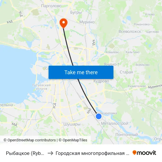 Рыбацкое (Rybatskoye) to Городская многопрофильная больница №2 map
