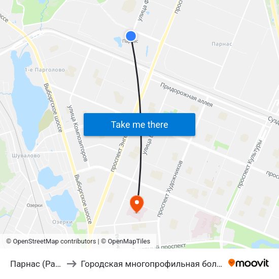 Парнас (Parnas) to Городская многопрофильная больница №2 map