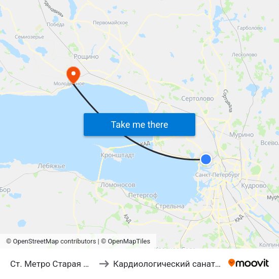Ст. Метро Старая Деревня Посадка to Кардиологический санаторий ""Черная речка"" map