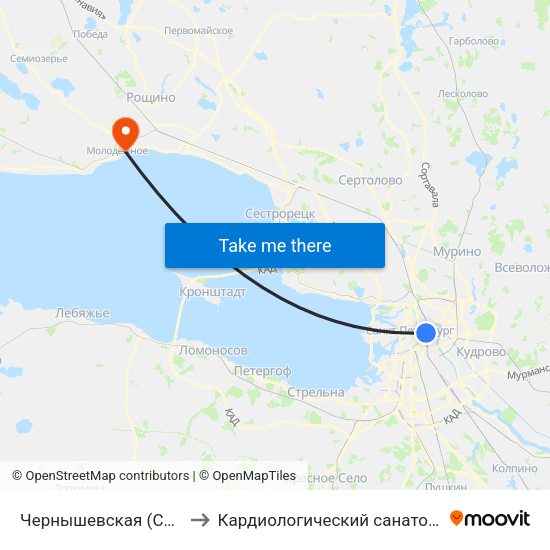 Чернышевская (Chernyshevskaya) to Кардиологический санаторий ""Черная речка"" map