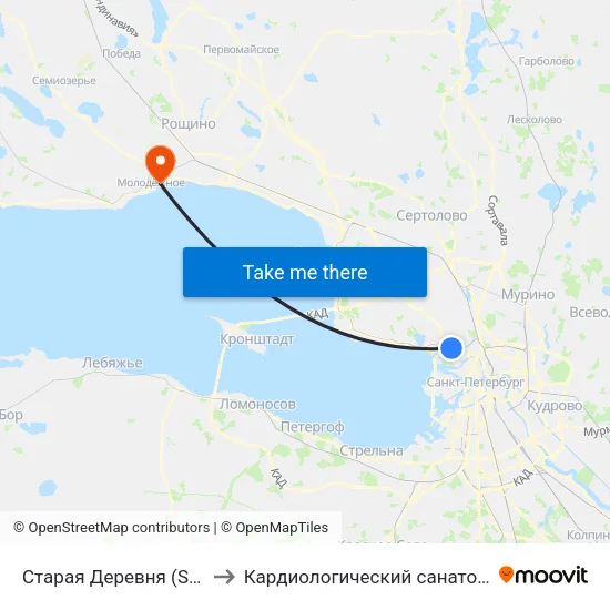 Старая Деревня (Staraya Derevnya) to Кардиологический санаторий ""Черная речка"" map
