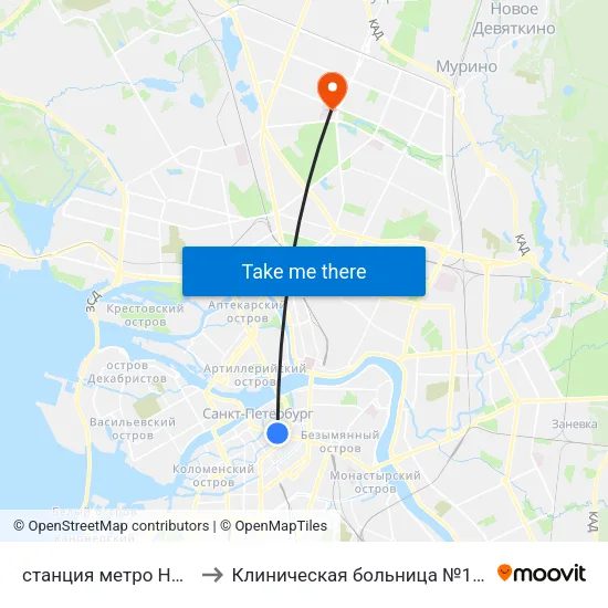 станция метро Невский Проспект to Клиническая больница №122 имени Л.Г. Соколова map