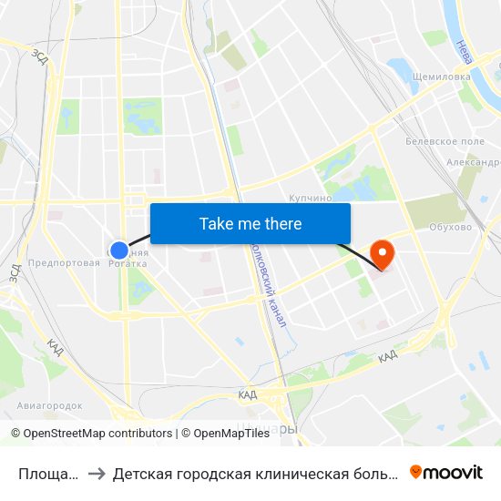 Площадь Победы to Детская городская клиническая больница №5 имени Нила Фёдоровича Филатова map