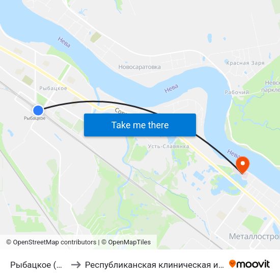 Рыбацкое (Rybatskoye) to Республиканская клиническая инфекционная больница map