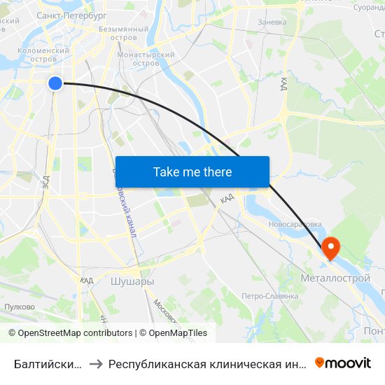Балтийский Вокзал to Республиканская клиническая инфекционная больница map