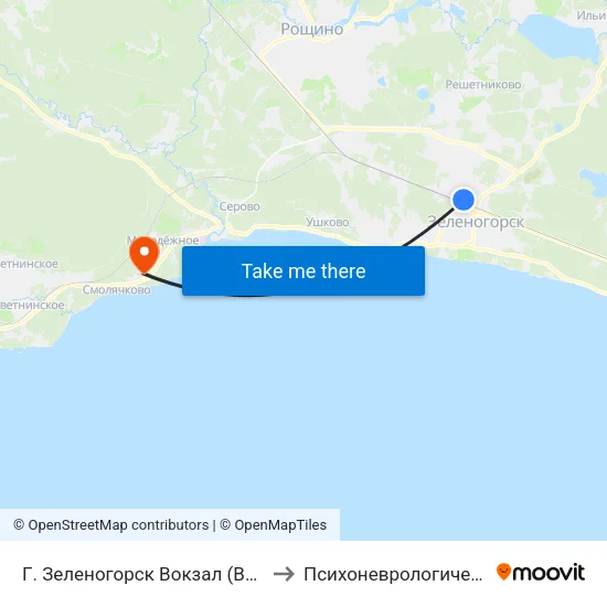 Г. Зеленогорск Вокзал (Высадки И Посадки Нет) to Психоневрологический интернат №6 map