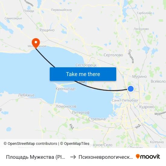 Площадь Мужества (Ploschad' Muzhestva) to Психоневрологический интернат №6 map