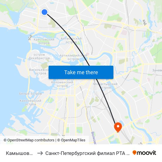 Камышовая улица to Санкт-Петербургский филиал РТА имени В.Б. Бобкова map
