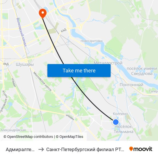 Адмиралтейская Ул. to Санкт-Петербургский филиал РТА имени В.Б. Бобкова map