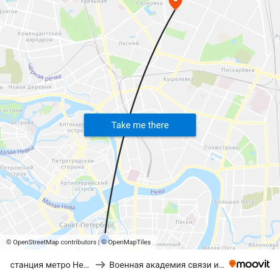 станция метро Невский Проспект to Военная академия связи имени С. М. Будённого map