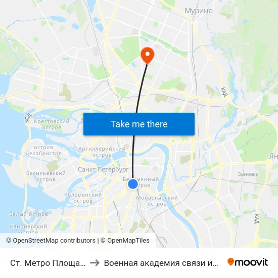 Ст. Метро Площадь Восстания to Военная академия связи имени С. М. Будённого map