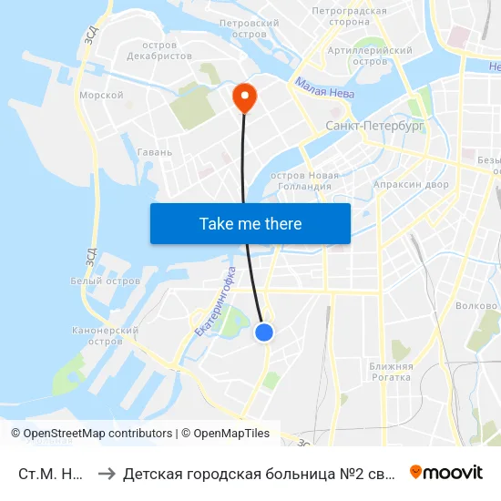 Ст.М. Нарвская to Детская городская больница №2 святой Марии Магдалины map