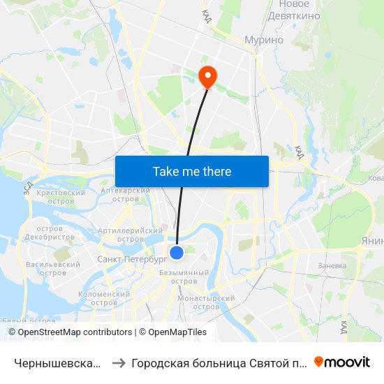 Чернышевская (Chernyshevskaya) to Городская больница Святой преподобной мученицы Елизаветы map