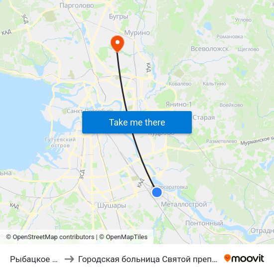Рыбацкое (Rybatskoye) to Городская больница Святой преподобной мученицы Елизаветы map
