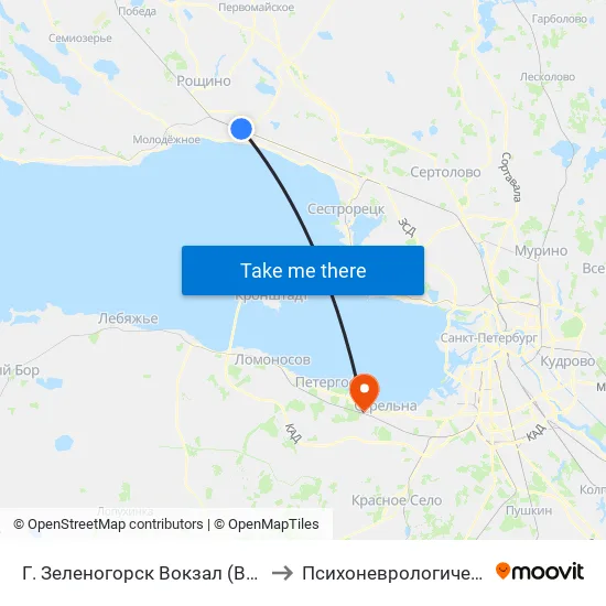 Г. Зеленогорск Вокзал (Высадки И Посадки Нет) to Психоневрологический интернат №2 map