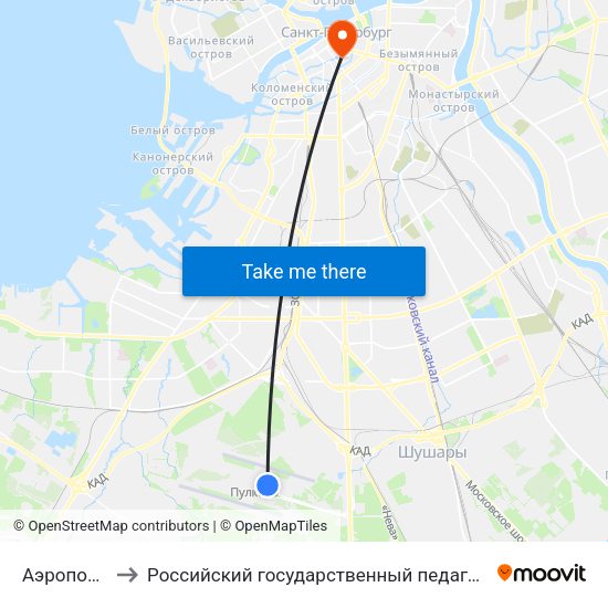 Аэропорт Пулково 1 to Российский государственный педагогический университет имени А. И. Герцена map