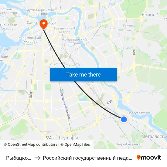 Рыбацкое (Rybatskoye) to Российский государственный педагогический университет имени А. И. Герцена map