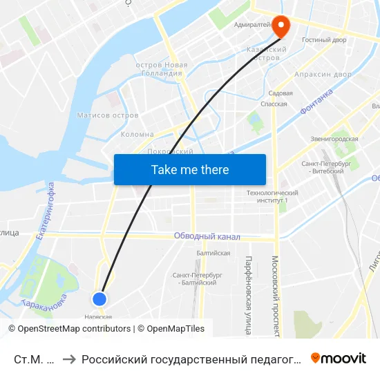 Ст.М. Нарвская to Российский государственный педагогический университет имени А. И. Герцена map