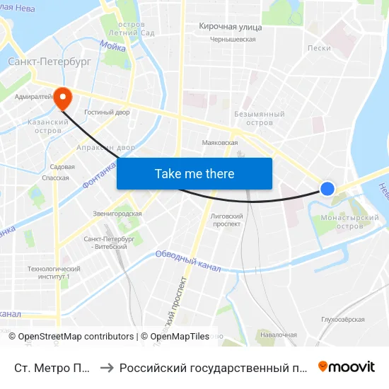 Ст. Метро Площадь Ал. Невского to Российский государственный педагогический университет имени А. И. Герцена map