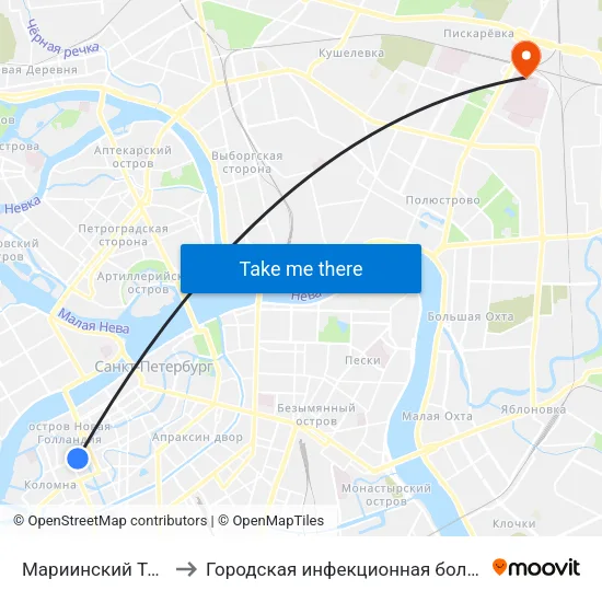 Мариинский Театр to Городская инфекционная больница map