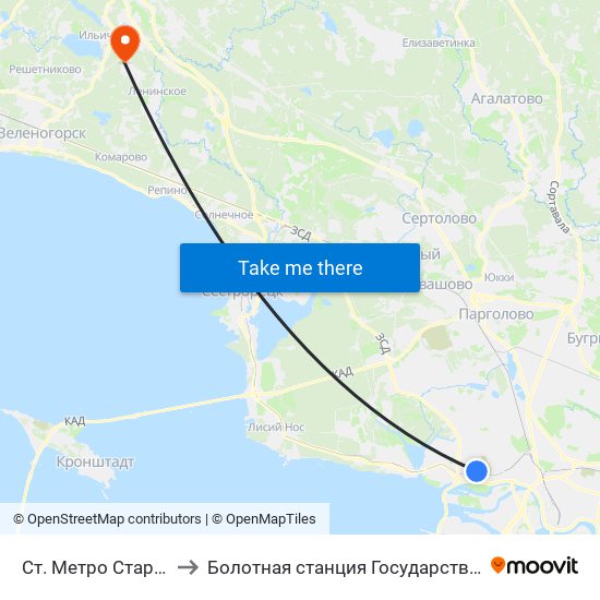 Ст. Метро Старая Деревня Посадка to Болотная станция Государственного Гидрологического Института map