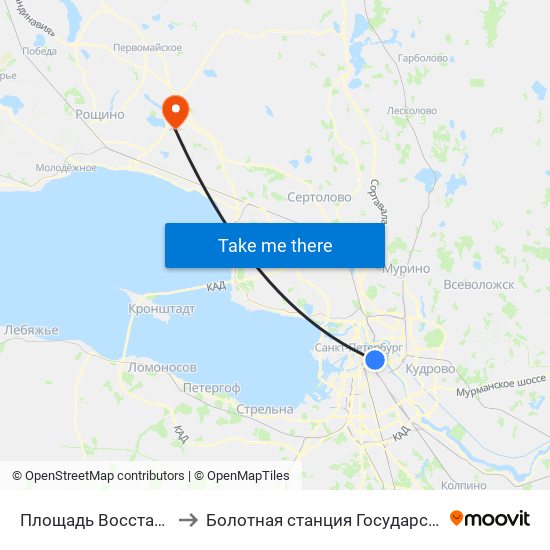 Площадь Восстания (Ploschad' Vosstaniya) to Болотная станция Государственного Гидрологического Института map