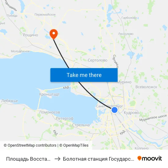 Площадь Восстания (Ploschad' Vosstaniya) to Болотная станция Государственного Гидрологического Института map