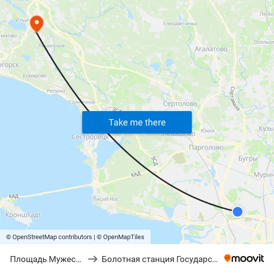 Площадь Мужества (Ploschad' Muzhestva) to Болотная станция Государственного Гидрологического Института map