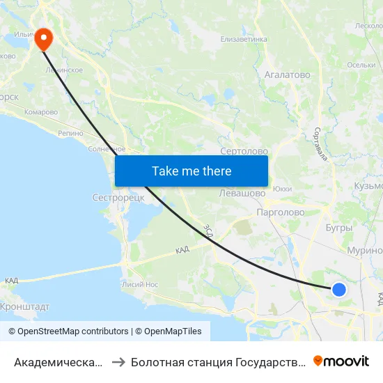 Академическая (Akademicheskaya) to Болотная станция Государственного Гидрологического Института map