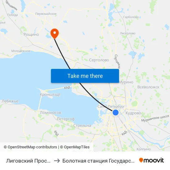Лиговский Проспект (Ligovsky Prospekt) to Болотная станция Государственного Гидрологического Института map