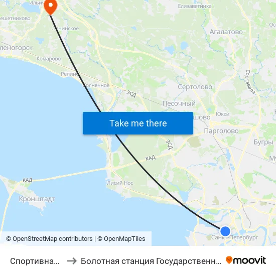 Спортивная (Sportivnaya) to Болотная станция Государственного Гидрологического Института map