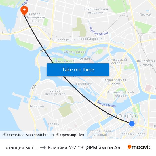 станция метро Невский Проспект to Клиника №2 ""ВЦЭРМ имени Александра Макаровича Никифорова"" МЧС России map