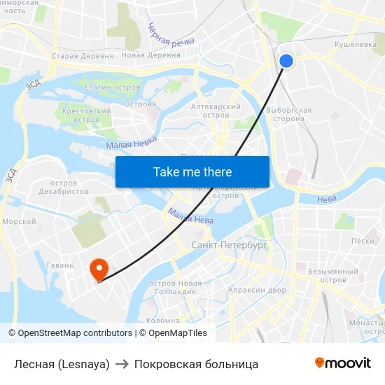 Лесная (Lesnaya) to Покровская больница map