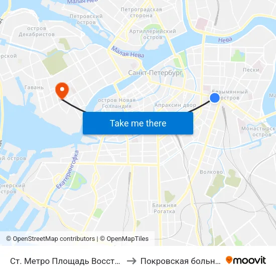 Ст. Метро Площадь Восстания to Покровская больница map