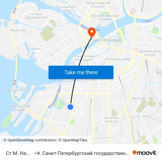 Ст.М. Нарвская to Санкт-Петербургский государственный университет map