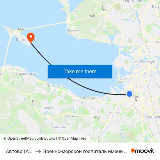 Автово (Avtovo) to Военно-морской госпиталь имени Н. А. Семашко map