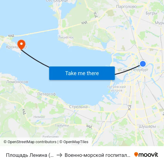 Площадь Ленина (Ploschad' Lenina) to Военно-морской госпиталь имени Н. А. Семашко map