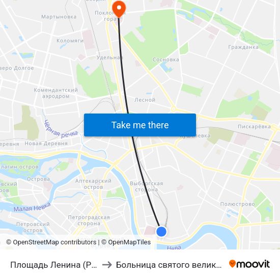 Площадь Ленина (Ploschad' Lenina) to Больница святого великомученика Георгия map