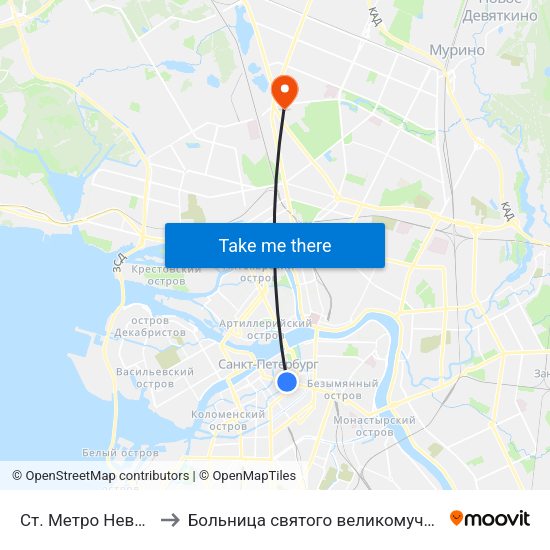 Ст. Метро Невский Пр. to Больница святого великомученика Георгия map
