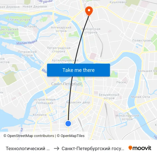 Технологический Институт - 1 (Tekhnologicheskiy Institut - 1) to Санкт-Петербургский государственный педиатрический медицинский университет map