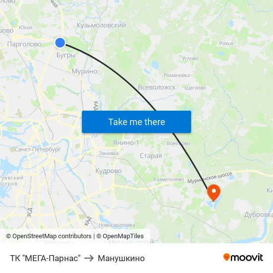ТК "МЕГА-Парнас" to Манушкино map
