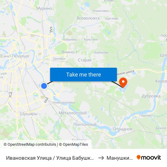 Ивановская Улица / Улица Бабушкина to Манушкино map